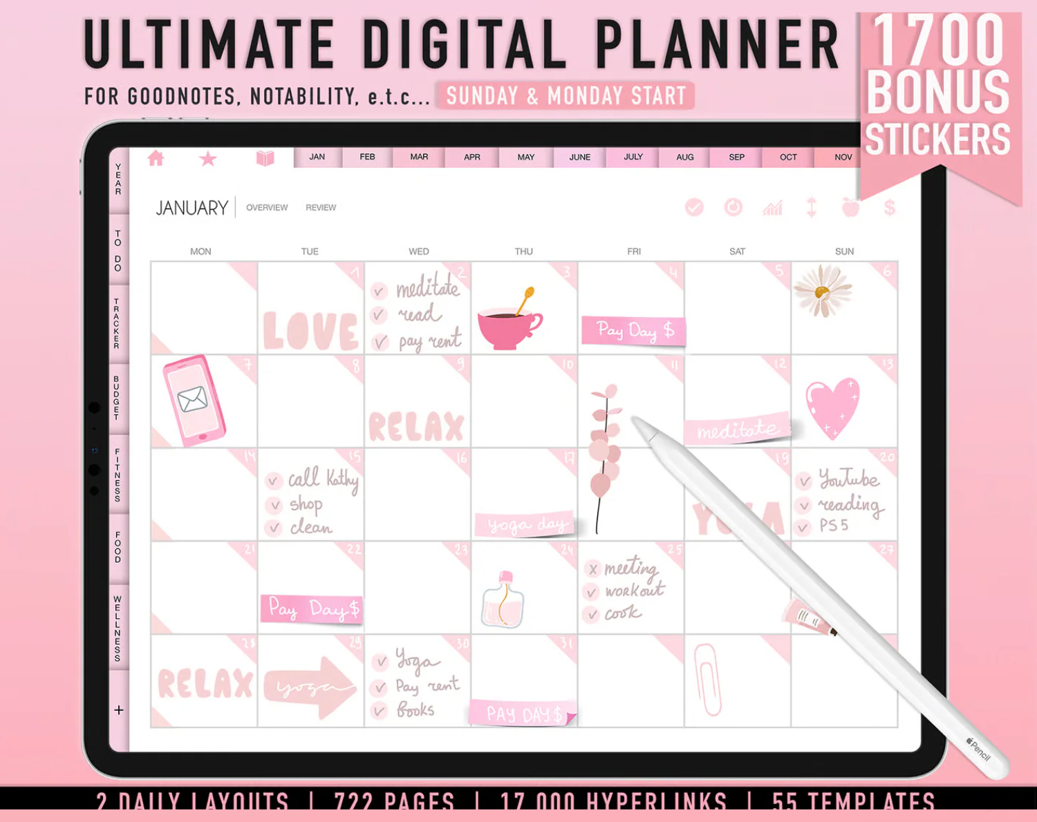 PLR Menstrual Cycle Planner Horizontal