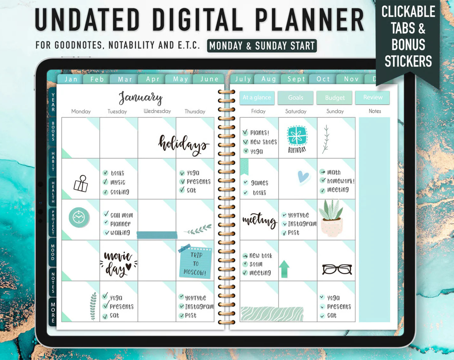 Undated Digital Planner Template